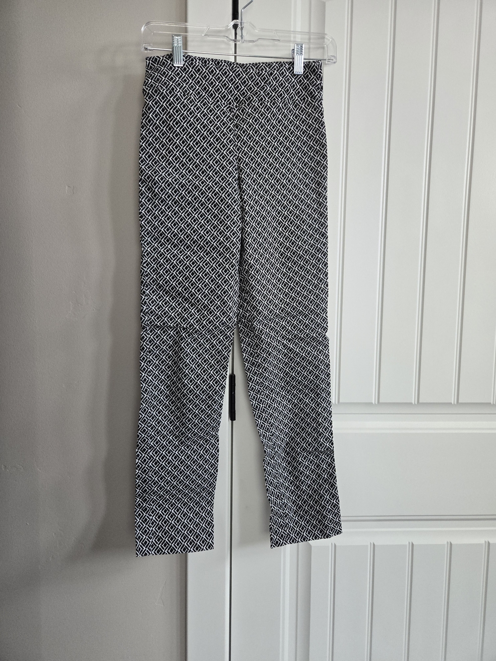 Margaret M Black & White Geometric Slim Pants